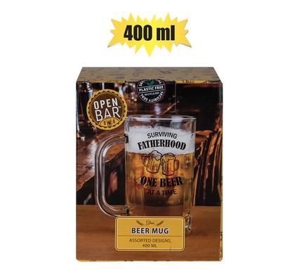 BEER MUG GLASS DAD 400ML ASSTD