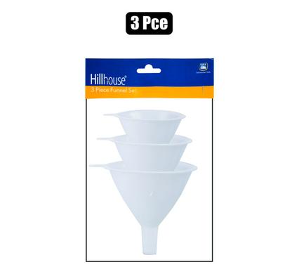 KITCHEN-GADGET FUNNELS 3PC WHT HILLHOUSE