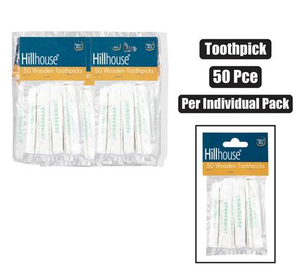TOOTHPICKS WDN 50PC WRAP MINT  HILLHOUSE