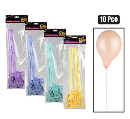 BALLOONS HELIUM 10PC PASTEL ASS F-01