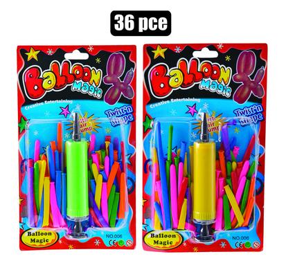 BALLOONS 36PC WITH AIR PUMP MIX COLOURS