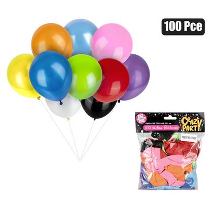BALLOONS 100PC ASSORTED COLOURS
