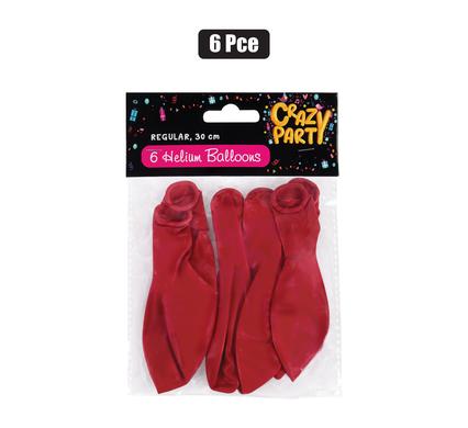BALLOONS HELIUM 6PC RED F-01