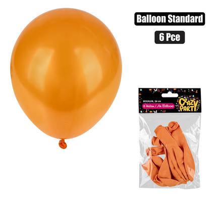 BALLOONS HELIUM 6PC ORANGE F-01