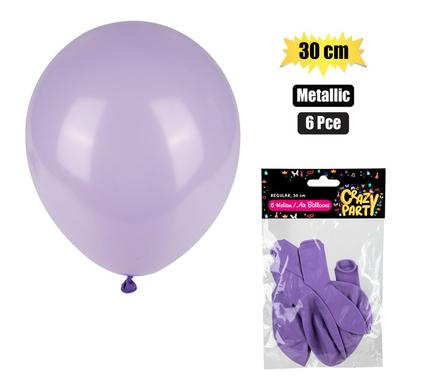 BALLOONS HELIUM 6PC PURPLE F-01
