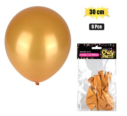 BALLOONS HELIUM 6PC GOLD F-01