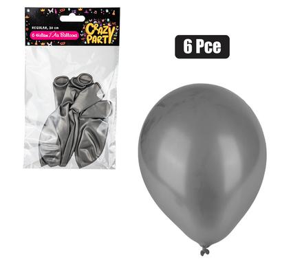 BALLOONS HELIUM 6PC SILVER F-01