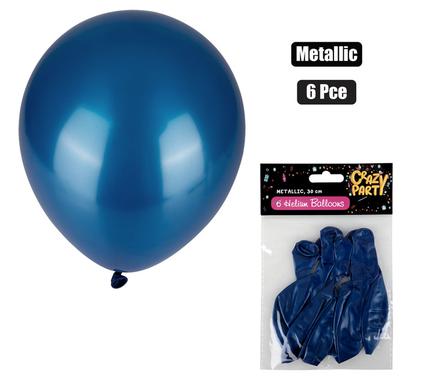 BALLOONS HELIUM 6PC METALLIC BLUE F-01
