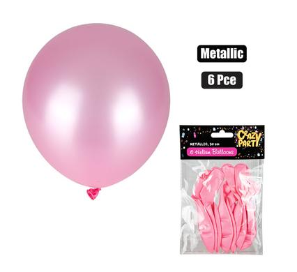 BALLOONS HELIUM 6PC METALLIC PINK F-01