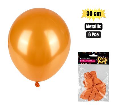 BALLOONS HELIUM 6PC METALLIC ORANGE F-01