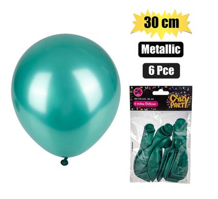 BALLOONS HELIUM 6PC METALLIC GREEN F-01