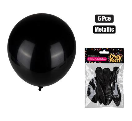 BALLOONS HELIUM 6PC METALLIC BLACK F-01