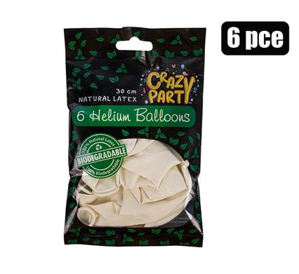 BALLOONS HELIUM 6PC BIO WHITE