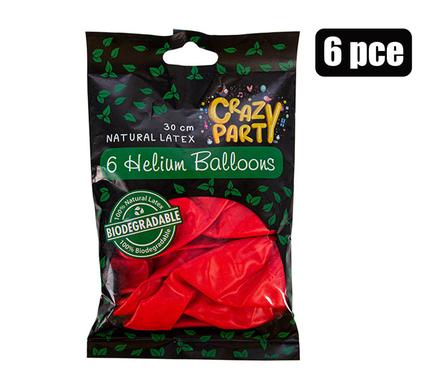 BALLOONS HELIUM 6PC BIO RED