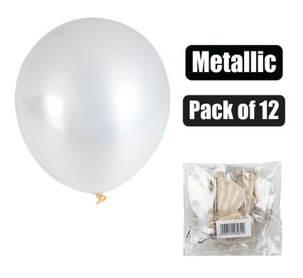 BALLOONS HELIUM 1PC METALLIC WHITE F-01