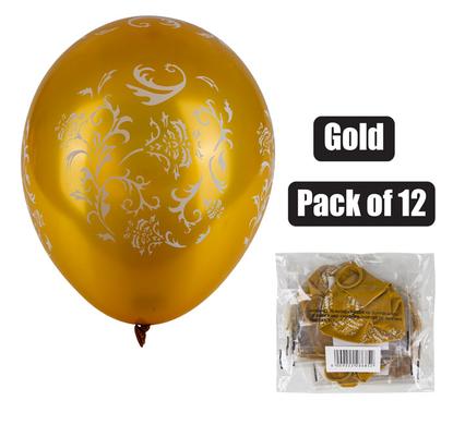 BALLOONS HELIUM 1PC DESIGN GOLD F-01