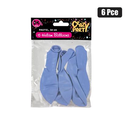 BALLOON HELIUM 6PC PASTEL BLUE F-01
