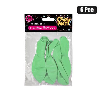 BALLOON HELIUM 6PC PASTEL GREEN F-01