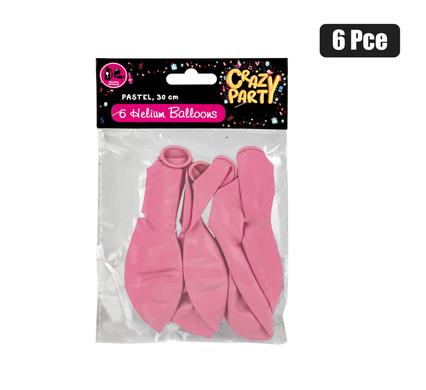 BALLOON HELIUM 6PC PASTEL PINK F-01