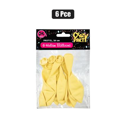 BALLOON HELIUM 6PC PASTEL YELLOW F-01
