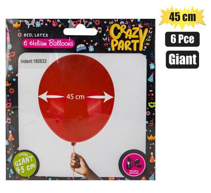 BALLOONS GIANT 6PC RED F-02