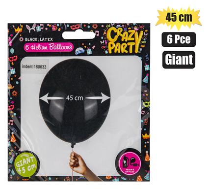 BALLOONS GIANT 6PC BLACK F-02