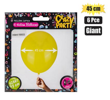BALLOONS GIANT 6PC YELLOW F-02