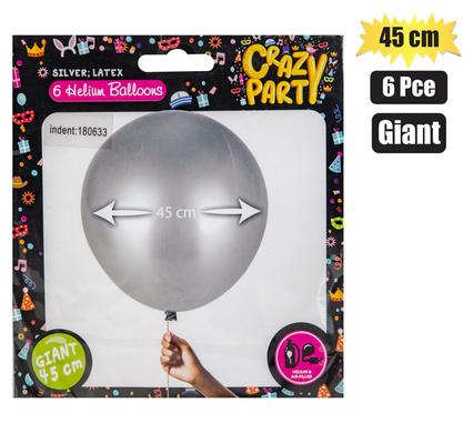 BALLOONS GIANT 6PC SILVER F-02