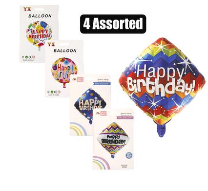 BALLOONS HELIUM FOIL 1PC B/DAY ASTD F-01