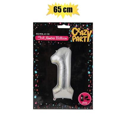 BALLOON HELIUM FOIL SILVER 1 65cm F-02