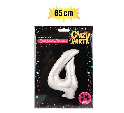 BALLOON HELIUM FOIL SILVER 4 65cm F-02