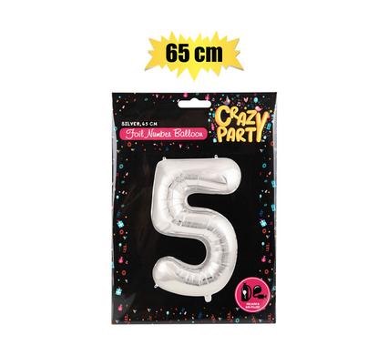 BALLOON HELIUM FOIL SILVER 5 65cm  F-02