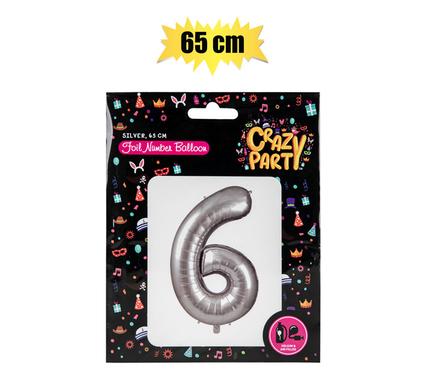BALLOON HELIUM FOIL SILVER 6 65cm F-02