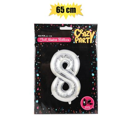 BALLOON HELIUM FOIL SILVER 8 65cm F-02