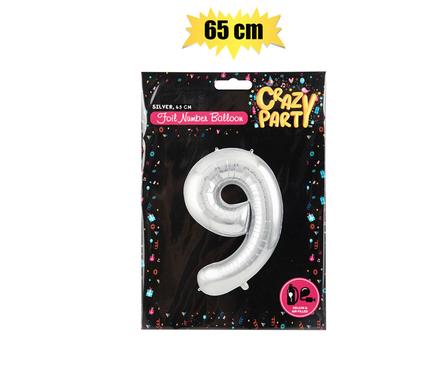 BALLOON HELIUM FOIL SILVER 9 65cm F-02