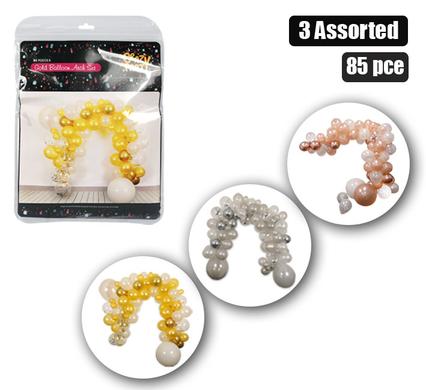 BALLOON ARCH DECOR PACK SIL/GLD/RGD 85PC