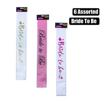 PARTY SASH BRIDE TO BE ASSTD