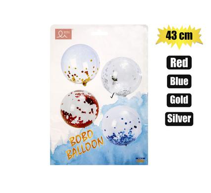 BALLOON HELIUM CLEAR GLITTER  45cm F-01