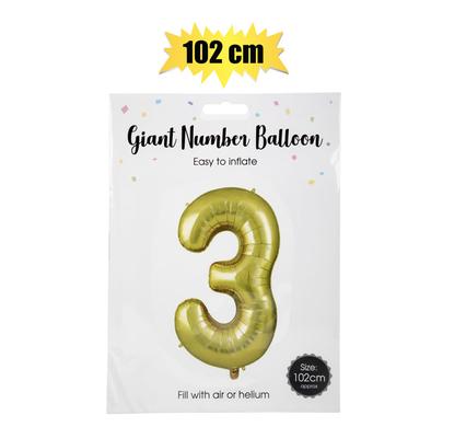 BALLOON HELIUM FOIL GOLD 3 102cm F-04