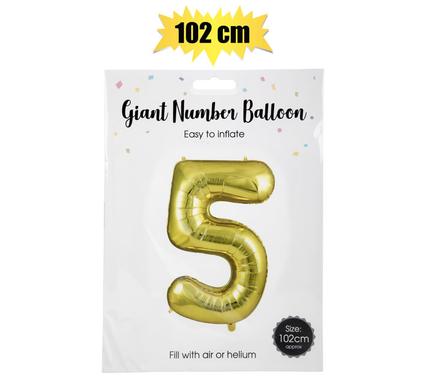BALLOON HELIUM FOIL GOLD 5 102cm F-04