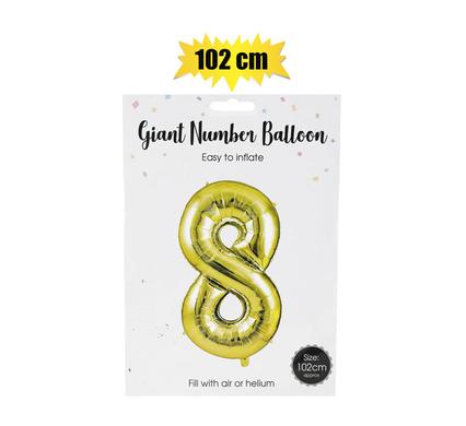 BALLOON HELIUM FOIL GOLD 8 102cm F-04