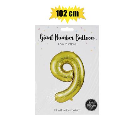 BALLOON HELIUM FOIL GOLD 9 102cm F-04