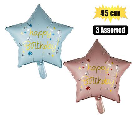 BALLOON HELIUM MATT HBD ASTD4 45cm F-01