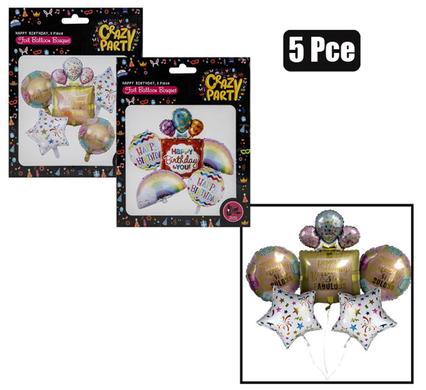 BALLOONS HELIUM HDAY BOUQUET 5PC F-06