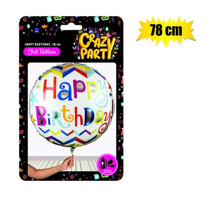 BALLOON HELIUM ROUND HBD ASTD 78cm F-02