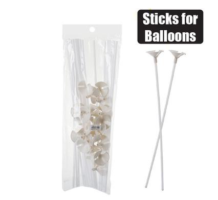 BALLOON STICK & CUP 1PC WHITE