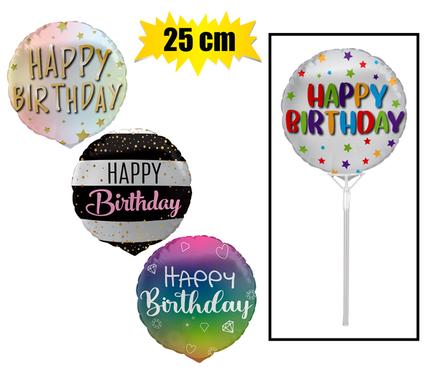 BALLOONS A/FILL BDAY ASSTD 25cm