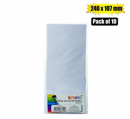 ENVELOPES SECURITY WHT 240x107mm 10PK