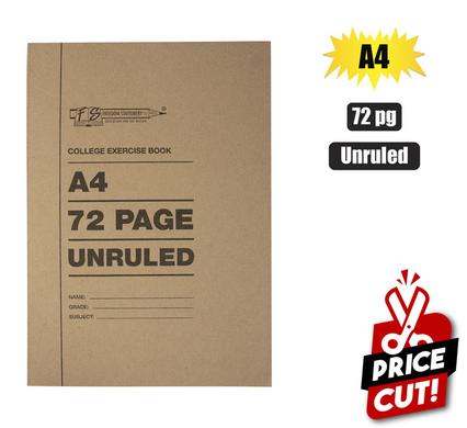 BOOK SOFT-COVER A4 72PG UNRULED