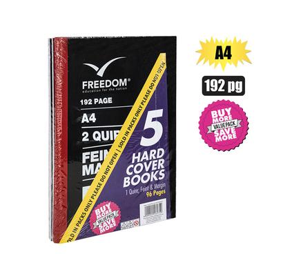 BOOK HARD-COVER A4 192-PAGE 2-QUIRE 5PK